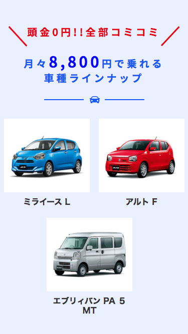 ミナミシマ自動車販売 フラット7 ランディングページ